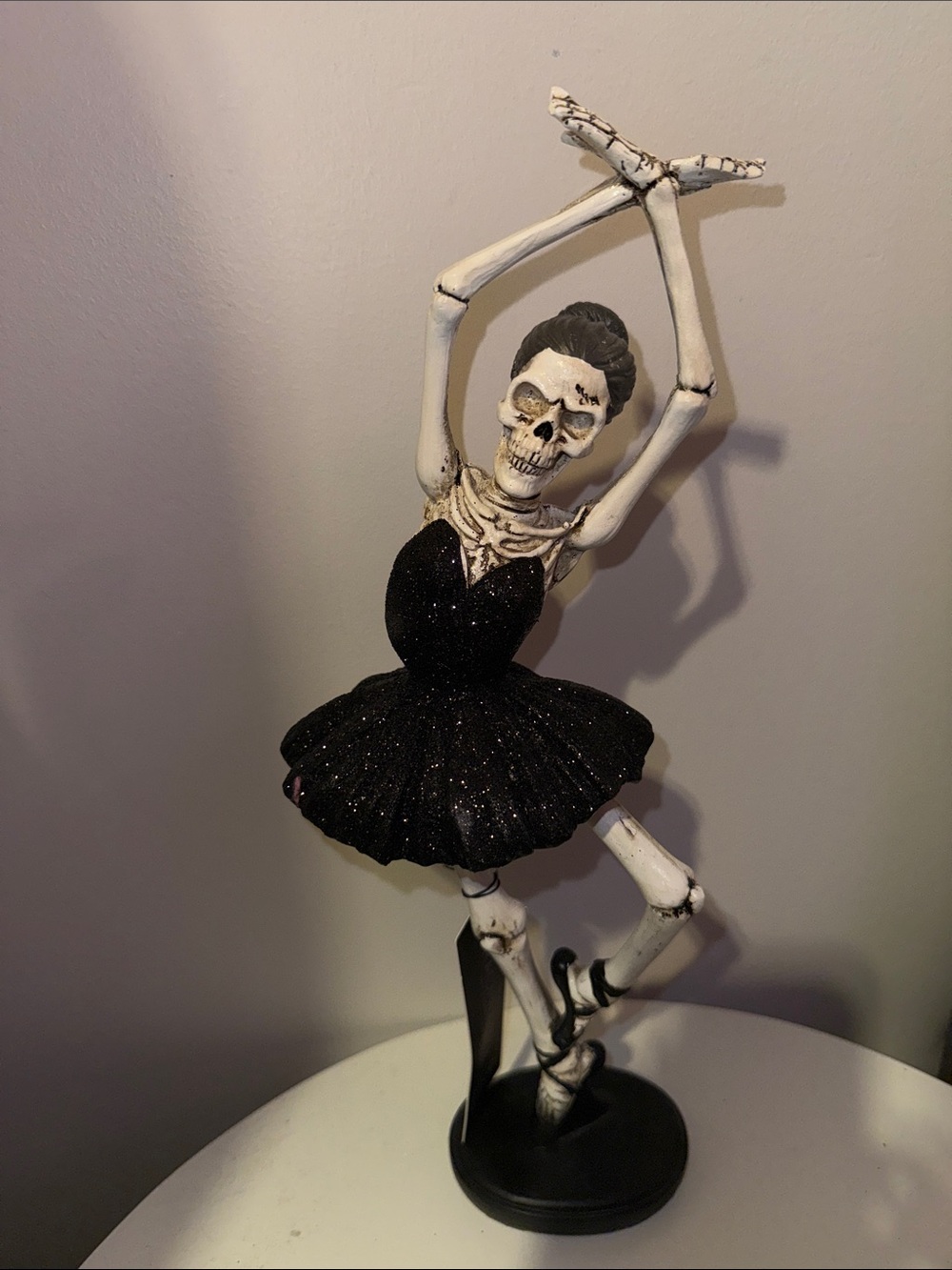 Skeleton Ballerina Figurine in Black Tutu -